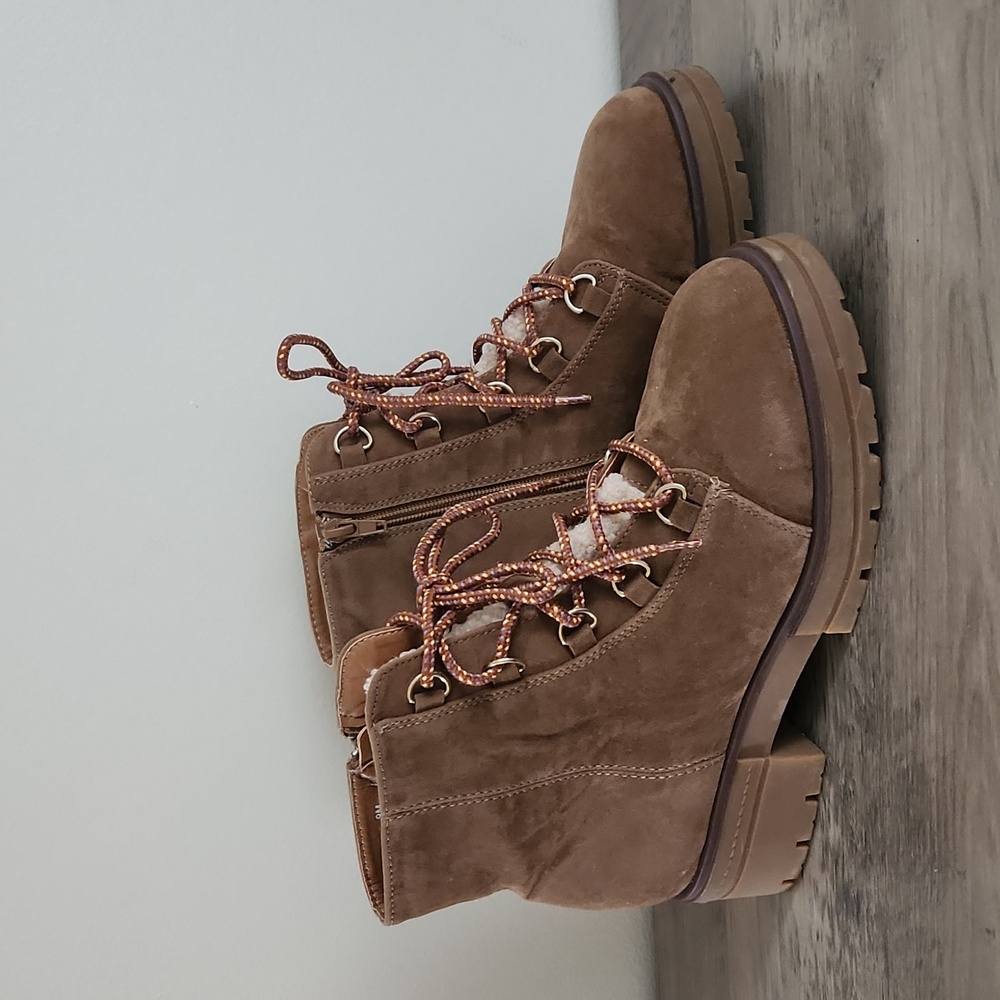 Pop Together Lace Up Brown Hiking Combat Boots, Size 9 M